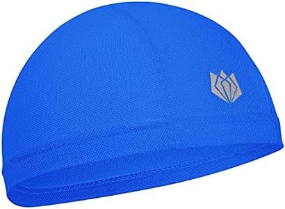 FitsT4 Active Sweat Wicking Bike Helmet Liner Cycling Skull Cap with UPF 50+ Sun Protection & Mesh Cooling for Women & Men (Blue, One Size)