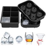 LUCKEA Ice Cube Tray Silicone Large Ice Ball Maker - Easy Release Reusable BPA Free, Ice Tray for Cocktails Whiskey, Particles, Juice, Chocolate Mold, 6 Cubes & 6 Balls