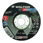 Walter Zip Wheel High Performance Cutoff Wheel, Type 27, Round Hole, Aluminum Oxide, 5" Diameter, 3/64" Thick, 7/8" Arbor, Grit A-60-ZIP (Pack of 25)