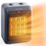 Brightown Electric Space Heater,1500W Ceramic Safe Adjustable Thermostat,Fast Heating,Overheat & Tip Over Protection, 2 Levels Power Small Heater for Desk, Office, Bedroom,Indoor Use