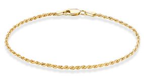 Miabella 18K Gold Over Sterling Silver Italian 2mm, 3mm Diamond-Cut Braided Rope Chain Anklet Ankle Bracelet for Women, 925 Made in Italy, Length 9 Inches (Small), Sterling Silver