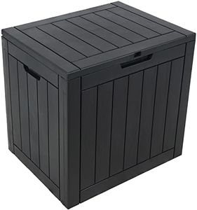 Sunnydaze Outdoor Deck Box - Lockable Package Delivery Box - Weather-Resistant Outdoor Storage Bin - 32-Gallon Faux Plank - Phantom Gray