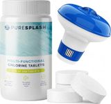 𝐏𝐔𝐑𝐄 𝐒𝐏𝐋𝐀𝐒𝐇! 1kg 4-in-1 Chlorine Tablets with Floating Dispenser – Hot Tub & Pool Chemicals for Inflatable, Paddling & Above-Ground Pools | Sanitiser, Algaecide, Stabiliser, Clarifier