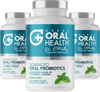 Oral Probiotics for Mouth Bad Breath Treatment for Adults: Dentist Formulated BLIS K12 M18 Advanced Oral Probiotics for Teeth and Gums, 60 Chewable Oral Health Probiotics Supplement Tablets (Mint 3pk)