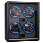 Klarstein Watch Winder for Automatic Watches, Automatic Watch Winder for 4 Watches, Automatic Watch Winder with Acrylic Door, Automatic Watch Winder, Blue LEDs, Watch Winder with 4 TPD Settings