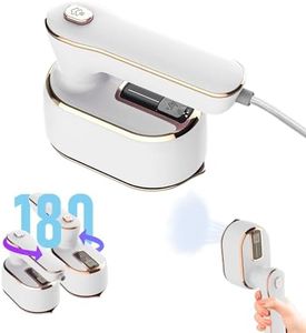Gabrella Travel Iron, 1000W Mini Steam Iron, 2-in-1 Foldable Handheld Portable Iron Steamer Iron, 20s Fast Heat Up, Ceramic Nonstick Soleplate, 180° Rotating Handle Iron for Home Business (White)