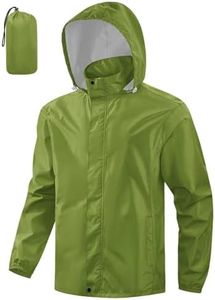 Aurhyde Men's Packable Rain Jacket Waterproof Windbreaker Lightweight Raincoat with Hood Golf Rain Gear for Hiking Travel (Light Army Green, S)