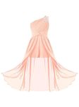 CHICTRY Kids Girls Wedding Dress Flower Girls Dress Sleeveless Chiffon Shiny Beaded Dance Prom Gown Pink 9-10 Years