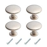 HARMAC HOUSE 4 Pieces Brushed Nickel Mushroom Cabinet Knobs Kitchen Cupboard Knobs Door Knobs Drawer Knobs Steel Furniture Pull Handles Dresser Bathroom Wardrobe Knobs