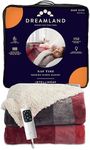 Dreamland Nap Time Heated Electric Blanket – Throw with 6 Heat Settings, Fast Heat Up, Auto Timer for Heat protection, Machine Washable - Velvet Sherpa Tartan Check - 180 x 135 cm
