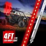 1PC 1.2M Red LED Whip Light for Truck, BESTZHEYU 4FT ATV UTV LED Whip Light Antenna Whips for RZR Polaris Off-Road Sand Dune Buggy 4x4