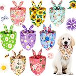 Weewooday 8 Pcs Floral Dog Bandana Spring Flower Pet Triangle Bib Scarf Daisy Rose Pet Bandana Suitable for Most Dog and Cat(Cute Pattern)