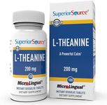 Superior Source L-Theanine 200 mg, MicroLingual Instant Dissolve Tablets, 100 Ct, Promotes Relaxation & Facilities Restful Sleep, Non-GMO