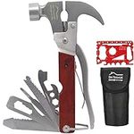 DIY TECH UK - 23 in 1 Hammer Multitool + Free 48 in 1 Wallet Tool - Extra Strong High Carbon Stainless Steel - Pliers, Wire Cutter, Bottle Opener, Saws, File, Screwdrivers & Spanners with Pouch