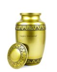 Nagina International Aluminum Metal Cremation Urns for Ashes & Mortal Remains | Handmade Beautiful Urns for Humans and Pets (Antique Autumn Brass)