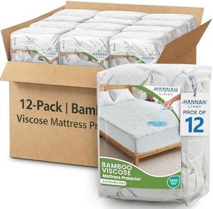 Hannah Linen Viscose derived from Bamboo Cooling Mattress Protector, 100% Waterproof - Soft and Breathable, 280 GSM Fitted Style Mattress Cover, 16 Inches Deep Pocket - Cal King, 84x72 - (12 Pack)