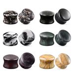 TBOSEN Mixed Stone Ear Plugs Tunnels Double Flare Saddle Stretching Gauges Expander Body Piercing Set