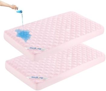 BEDLORE Waterproof Crib Mattress Protector 2-Pack Soft Pink 52"x28"