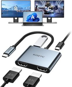 USB C to Dual HDMI Adapter 4K@30Hz, KOZYC USB C Hub Multiport Adapter with 2xHDMI, USB 3.0, 100W PD, Support Splitter Function Extended Display for MacBook Pro Air Dell (MST for Windows Only)