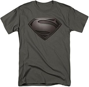 Popfunk Superman Man of Steel Movie Gray Shield Charcoal Gray T Shirt & Stickers (X-Large)