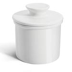 Sweese 3110 Porcelain Butter Keeper Crock - French Butter Dish - No More Hard Butter - Perfect Spreadable Consistency, White