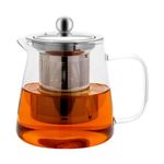 Honneeo Glass Teapots 750ml Borosilicate Glass Tea Pots with Infuser, Stovetop Safe Tea Kettle with 304 Stainless Still Strainer Small Teapot for Loose Leaf Tea, Herbal Tea, Fruit Tea, Coffee