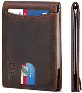 SERMAN BRANDS RFID Blocking Slim Bifold Genuine Leather Minimalist Front Pocket Wallets for Men with Money Clip Thin Mens (Texas Brown 1.0)