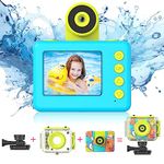 Tosaju Kids Action Camera Digital Camera Video Camera Waterproof Helmet Camera for Kids Outdoor Sport 20 MP HD 1080P Kids Camera Selfie Underwater Camera with 2.0 Inch Screen 32GB SD Card Blue