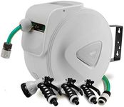 PlantCraft 20m Retractable Water Hose Reel with 3 Adjustable Nine-Setting Spray Guns