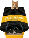 Andalus Brands Large Cat Litter Mat - Waterproof & Urine-Proof Litter Box Mat, Non-Slip Kitty Litter Mats for Floor, Easy to Clean Litter Trapping Design (30" x 24", Black)