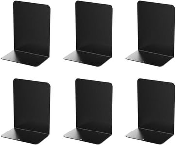 pindda Book Ends, 6 Pieces Metal Bookend for Shelves, Bookends for Heavy Books, Book Holders for Shelves, Desk Organizers, Book Dividers for Office, School, Bookstore, Home