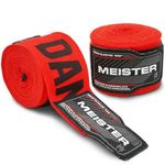 Meister Adult 180" Semi-Elastic Hand Wraps for MMA & Boxing (Pair) - Danger Red