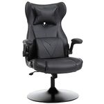 Vinsetto Video Game Chair with Lumbar Support, Racing Style Home Office Chair, Computer Chair with Swivel Base, Flip-up Armrest and Headrest, Black