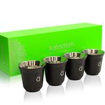 Kalmateh Double Wall Insulated Stainless Steel Espresso Coffee Cup Set, Pack of Four - Heat Resistant Espresso Coffee Cups- 2.7oz 80ml (Matte Black, 80ml)