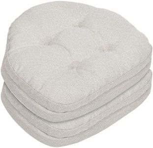 baibu Dining Chair Cushions Set of 2 Windsor Chair Pads, Tufted Memory Foam Kitchen Seat Cushions, Non-Slip Chair Pad with Ties, 16.5 x 15.5 x 3.5 Inches, Off-White