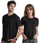 INDISSH Couple T Shirt for Men and Women| Anniversary | Mens & Women Cotton Printed Tshirt| Husband Wife Valentine Tshirt Gift | Solid Plain Tshirt, Color-Black-M-2XL/W-2XL