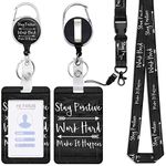 YCDKK ID Badge Holder with Lanyard and Retractable Badge Reel Clip Set, Funny Work Id Card Holder for Nurse Doctor Teacher ID Proximity Key Cards Drivers Licenses, and Passes (Black)