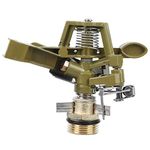 Brass Impact Sprinkler for Garden & Lawn, 360° Rotating Sprinkler with 3/4inch Pattern Adjustment, Lawn Irrigation Sprinkler System