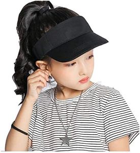 Kids Visor Sun Hat Adjustable Athletic Sports Hat 6 to 12 Years Old, Black, 6-12 Years