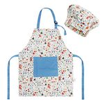 FakeFace Kids Art Apron Chef's Hat Set Cotton Children's Baking Painting Aprons Smocks with Pockets Adjustable Kids Chefs Apron for 4-8 Years Girls Boys Cooking Baking Painting Gardening