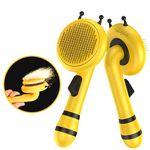 Flynovate Honey Bee Dog Comb & Cat Comb - Dog Hair Remover Grooming Comb with Switch & PAIN - FREE Slickers | Dog Brush/Cat Brush for all Dogs & Cats to Gently Massage the Pets for Long & Short Fur