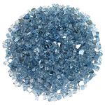 American Fireglass 10-Pound Reflective Fire Glass with Fireplace Glass and Fire Pit Glass, 1/4-Inch, Pacific Blue