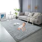 Gsogcax Super Soft Fluffy Area Rug Bedroom Living Room Shaggy Anti-Skid Comfortable Large Rugs Indoor Modern Home Decor Floor Carpet - Smoky Grey 160x200