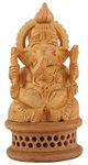 DHYANARSH Wooden Ganesh Idol - Hand Carved Lord Ganesha Sculpture - God of Prosperity and Fortune