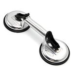 Heavy Duty Aluminum Double Handle Suction Cup Plate Professional Glass Puller/Lifter/Gripper (Silver)