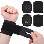 AUXSOUL 4 Pack Wrist Braces Include 2 Adjustable Wrist Straps and 2 Sports Wristbands Elastic Wrist Guard Fit Right and Left Hands for Men Women Weightlifting Basketball Athletics Gym