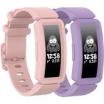 Meliya 2 Straps Compatible with Fitbit Ace 2 strap for Kids, Waterproof Soft Resilient Sport Adjustable Replacement Wristbands Activity Tracker for Fitbit Ace 2, Purple+Pink