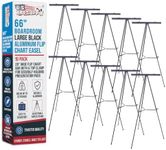 U.S. Art Supply 66" High Boardroom Black Aluminum Flip Chart Easel, 10-Pack