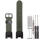 Nylon Watch Strap Compatible with Casio SGW-100 SGW-200 GW-3000B GW-3500B Replacement For Pathfinder PAS410 Band 24mm Men's Leather Strap -ArmyGreen