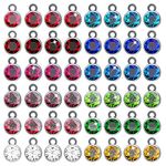 Gukasxi 96 Pieces Crystal Birthstone Charms Necklace Earring Bracelet Beads Pendants with Rings for DIY Jewelry Making and Crafting, 12 Colors (Silver Tray)